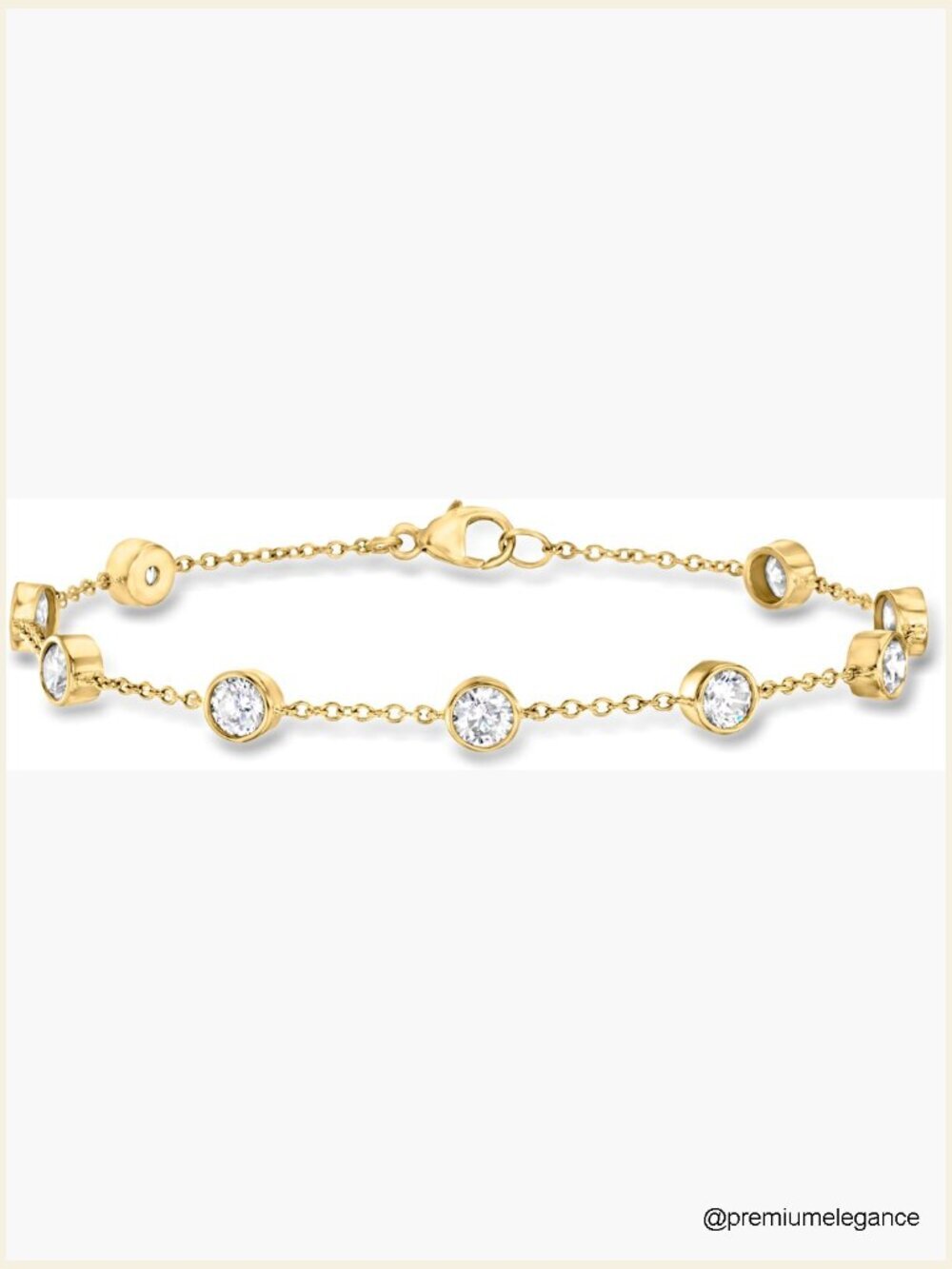 2.00 ct t.w. Bezel-Set CZ Station Bracelet 18kt Gold Over Sterling